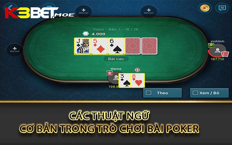 Các thuật ngữ cơ bản trong trò chơi bài Poker